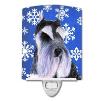 Carolines Treasures Ss4615Cnl Schnauzer Winter Snowflakes Holiday Ceramic Night Light Compact Ulcertified Ideal For Bedroom