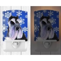 Carolines Treasures Ss4615Cnl Schnauzer Winter Snowflakes Holiday Ceramic Night Light Compact Ulcertified Ideal For Bedroom