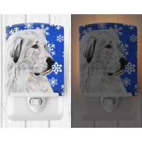 Carolines Treasures Sc9786Cnl Great Pyrenees Winter Snowflakes Ceramic Night Light Compact Ulcertified Ideal For Bedroom Ba