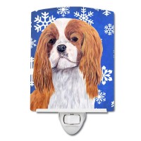 Carolines Treasures Sc9394Cnl Cavalier Spaniel Winter Snowflakes Holiday Ceramic Night Light Compact Ulcertified Ideal For B