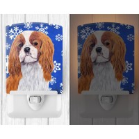 Carolines Treasures Sc9394Cnl Cavalier Spaniel Winter Snowflakes Holiday Ceramic Night Light Compact Ulcertified Ideal For B