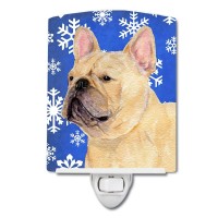 Carolines Treasures Ss4623Cnl French Bulldog Winter Snowflakes Holiday Ceramic Night Light Compact Ulcertified Ideal For Bed