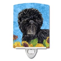 Carolines Treasures Ss4144Cnl Affenpinscher In Summer Flowers Ceramic Night Light Compact Ulcertified Ideal For Bedroom Bat