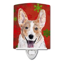 Carolines Treasures Sc9744Cnl Cardigan Corgi Red Snowflakes Holiday Ceramic Night Light Compact Ulcertified Ideal For Bedroo