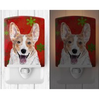 Carolines Treasures Sc9744Cnl Cardigan Corgi Red Snowflakes Holiday Ceramic Night Light Compact Ulcertified Ideal For Bedroo