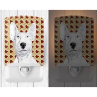 Carolines Treasures Sc9548Cnl Bull Terrier Fall Leaves Ceramic Night Light Compact Ulcertified Ideal For Bedroom Bathroom