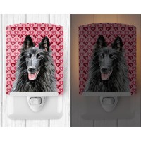 Carolines Treasures Sc9241Cnl Belgian Sheepdog Hearts Love And Valentines Day Portrait Ceramic Night Light Compact Ulcertifi