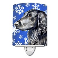 Carolines Treasures Lh9276Cnl Flat Coated Retriever Winter Snowflakes Holiday Ceramic Night Light Compact Ulcertified Ideal