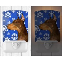 Carolines Treasures Ss4606Cnl Doberman Winter Snowflakes Holiday Ceramic Night Light Compact Ulcertified Ideal For Bedroom