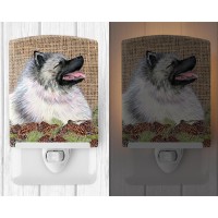 Carolines Treasures Ss4080Cnl Keeshond On Faux Burlap With Pine Cones Ceramic Night Light Compact Ulcertified Ideal For Bedr