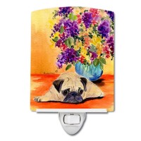 Carolines Treasures Ss8294Cnl Pug Ceramic Night Light Compact Ulcertified Ideal For Bedroom Bathroom Nursery Hallway Kit