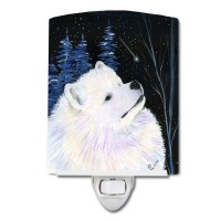 Carolines Treasures Ss8376Cnl Starry Night Samoyed Ceramic Night Light Compact Ulcertified Ideal For Bedroom Bathroom Nurs