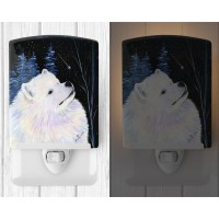 Carolines Treasures Ss8376Cnl Starry Night Samoyed Ceramic Night Light Compact Ulcertified Ideal For Bedroom Bathroom Nurs