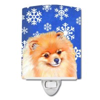 Carolines Treasures Lh9305Cnl Pomeranian Winter Snowflakes Holiday Ceramic Night Light Compact Ulcertified Ideal For Bedroom