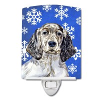 Carolines Treasures Lh9277Cnl English Setter Winter Snowflakes Holiday Ceramic Night Light Compact Ulcertified Ideal For Bed