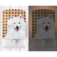 Carolines Treasures Sc9218Cnl American Eskimo Fall Leaves Portrait Ceramic Night Light Compact Ulcertified Ideal For Bedroom