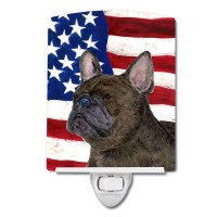 Carolines Treasures Ss4003Cnl Usa American Flag With French Bulldog Ceramic Night Light Compact Ulcertified Ideal For Bedroo