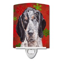 Carolines Treasures Sc9745Cnl Blue Tick Coonhound Red Snowflakes Holiday Ceramic Night Light Compact Ulcertified Ideal For B