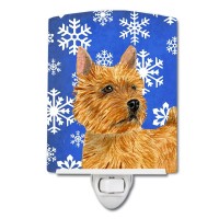 Carolines Treasures Ss4637Cnl Norwich Terrier Winter Snowflakes Holiday Ceramic Night Light Compact Ulcertified Ideal For Be