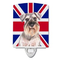 Carolines Treasures Kj1165Cnl Schnauzer With English Union Jack British Flag Ceramic Night Light Compact Ulcertified Ideal F