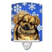 Carolines Treasures Lh9304Cnl Tibetan Spaniel Winter Snowflakes Holiday Ceramic Night Light Compact Ulcertified Ideal For Be