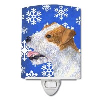 Carolines Treasures Ss4642Cnl Jack Russell Terrier Winter Snowflakes Holiday Ceramic Night Light Compact Ulcertified Ideal F