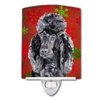 Carolines Treasures Sc9746Cnl Black Standard Poodle Red Snowflakes Holiday Ceramic Night Light Compact Ulcertified Ideal For