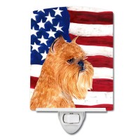 Carolines Treasures Ss4020Cnl Usa American Flag With Brussels Griffon Ceramic Night Light Compact Ulcertified Ideal For Bedr