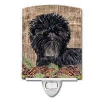 Carolines Treasures Ss4100Cnl Affenpinscher On Faux Burlap With Pine Cones Ceramic Night Light Compact Ulcertified Ideal For