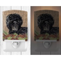 Carolines Treasures Ss4100Cnl Affenpinscher On Faux Burlap With Pine Cones Ceramic Night Light Compact Ulcertified Ideal For