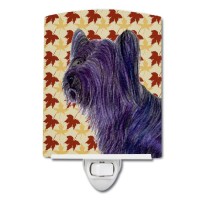 Carolines Treasures Ss4393Cnl Skye Terrier Fall Leaves Portrait Ceramic Night Light Compact Ulcertified Ideal For Bedroom B