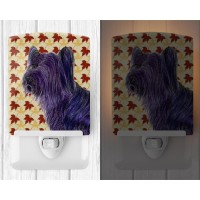 Carolines Treasures Ss4393Cnl Skye Terrier Fall Leaves Portrait Ceramic Night Light Compact Ulcertified Ideal For Bedroom B