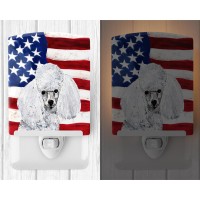 Carolines Treasures Sc9629Cnl White Toy Poodle With American Flag Usa Ceramic Night Light Compact Ulcertified Ideal For Bedr