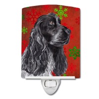 Carolines Treasures Sc9582Cnl Black Cocker Spaniel Red Snowflakes Holiday Ceramic Night Light Compact Ulcertified Ideal For