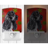 Carolines Treasures Sc9582Cnl Black Cocker Spaniel Red Snowflakes Holiday Ceramic Night Light Compact Ulcertified Ideal For