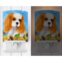 Carolines Treasures Ss4161Cnl Cavalier Spaniel In Summer Flowers Ceramic Night Light Compact Ulcertified Ideal For Bedroom