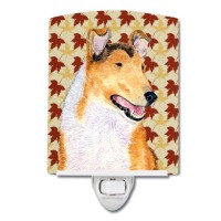 Carolines Treasures Ss4386Cnl Collie Smooth Fall Leaves Portrait Ceramic Night Light Compact Ulcertified Ideal For Bedroom