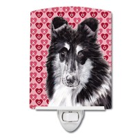 Carolines Treasures Sc9702Cnl Black And White Collie Hearts And Love Ceramic Night Light Compact Ulcertified Ideal For Bedro