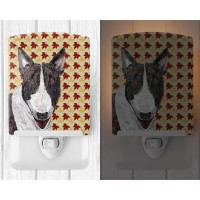 Carolines Treasures Sc9547Cnl Bull Terrier Fall Leaves Ceramic Night Light Compact Ulcertified Ideal For Bedroom Bathroom