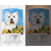 Carolines Treasures Sc9070Cnl Westie In Summer Flowers Ceramic Night Light Compact Ulcertified Ideal For Bedroom Bathroom