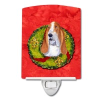 Carolines Treasures Ss4215Cnl Basset Hound Cristmas Wreath Ceramic Night Light Compact Ulcertified Ideal For Bedroom Bathro