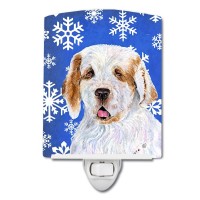 Carolines Treasures Ss4638Cnl Clumber Spaniel Winter Snowflakes Holiday Ceramic Night Light Compact Ulcertified Ideal For Be