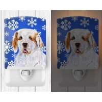 Carolines Treasures Ss4638Cnl Clumber Spaniel Winter Snowflakes Holiday Ceramic Night Light Compact Ulcertified Ideal For Be