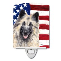 Carolines Treasures Sc9116Cnl Usa American Flag With Belgian Tervuren Ceramic Night Light Compact Ulcertified Ideal For Bedr