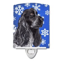 Carolines Treasures Sc9596Cnl Black Cocker Spaniel Winter Snowflakes Ceramic Night Light Compact Ulcertified Ideal For Bedro