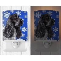 Carolines Treasures Sc9596Cnl Black Cocker Spaniel Winter Snowflakes Ceramic Night Light Compact Ulcertified Ideal For Bedro