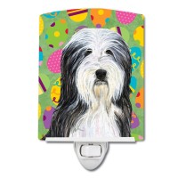 Carolines Treasures Ss4842Cnl Bearded Collie Easter Eggtravaganza Ceramic Night Light Compact Ulcertified Ideal For Bedroom