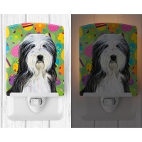 Carolines Treasures Ss4842Cnl Bearded Collie Easter Eggtravaganza Ceramic Night Light Compact Ulcertified Ideal For Bedroom