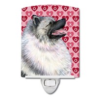 Carolines Treasures Ss4488Cnl Keeshond Hearts Love And Valentines Day Portrait Ceramic Night Light Compact Ulcertified Idea