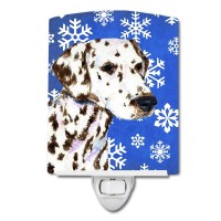 Carolines Treasures Ss4607Cnl Dalmatian Winter Snowflakes Holiday Ceramic Night Light Compact Ulcertified Ideal For Bedroom